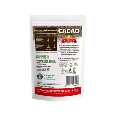 Cacao NIBS Orgánico Vizana 200 gr.