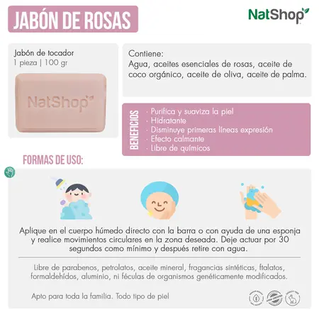 Jabon de Tocador Rosas NatShop 100gr