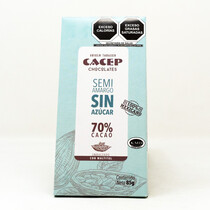 Chocolate Semi Amargo sin Azucar 70% Cacao Cacep 85 g