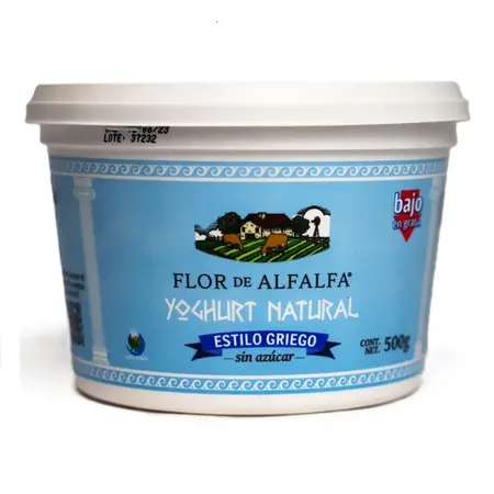 Yogurt Griego Sin Azucar Flor De Alfalfa 500g
