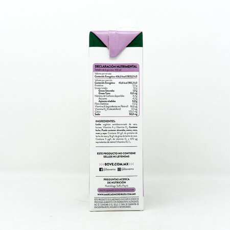Leche Orgánica Deslactosada Bové 1 L.