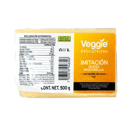 Queso Estilo Mozarella Vegano Veggie Chesse  500 gr.