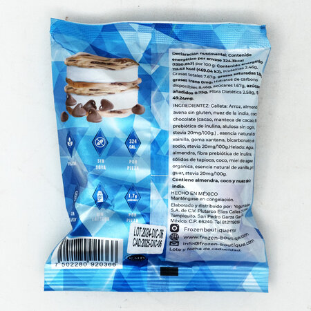 Sandwich de Nieve Chocolate Chip Ketopia  Frozen Boutique 135gr