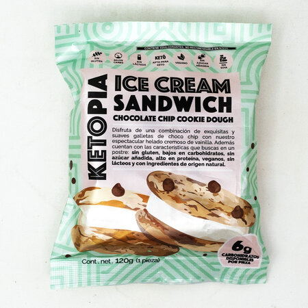 Sandwich de Nieve Keto Chocochip Cookie Dough Ketopia 120gr