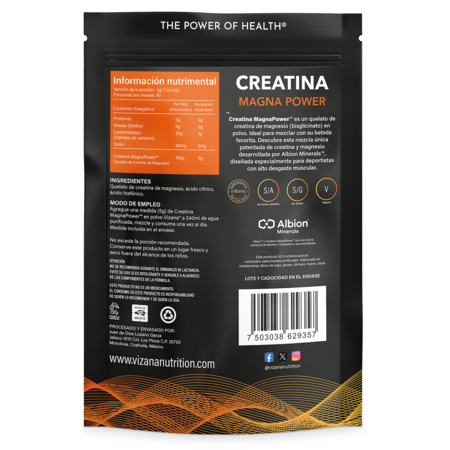 Creatina de Magnesio Quelado en Polvo Vizana 400g