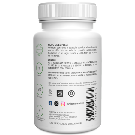 Complejo B en Cápsulas Vizana Nutrition 90-800 mg.