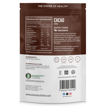Cacao NIBS Orgánico Vizana 200 gr.