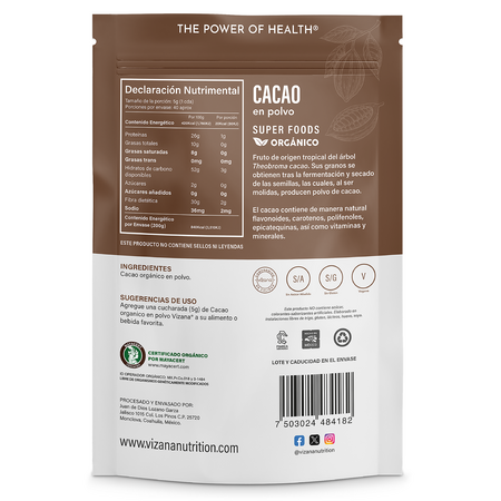 Cacao en Polvo Organico Vizana 200gr