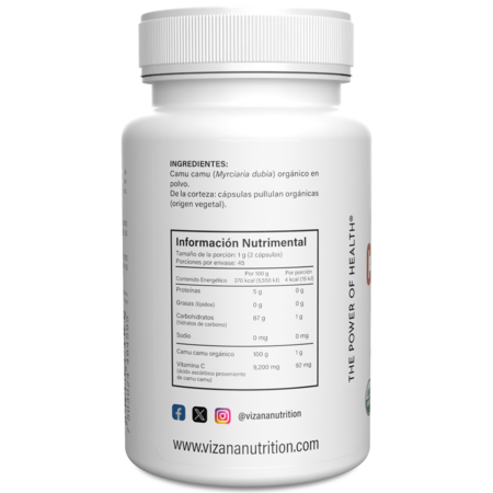 Camu Camu en Cápsulas Orgánicas Vizana 90-500 mg.