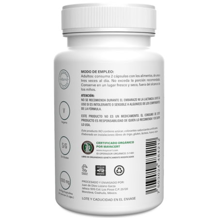 Espirulina en Cápsulas Orgánicas Vizana 180-500 mg.