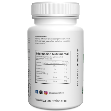Moringa en Capsulas Organica Vizana 180-800 mg.