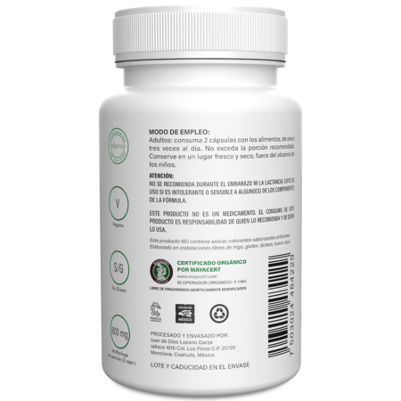 Moringa en Capsulas Organica Vizana 180-800 mg.