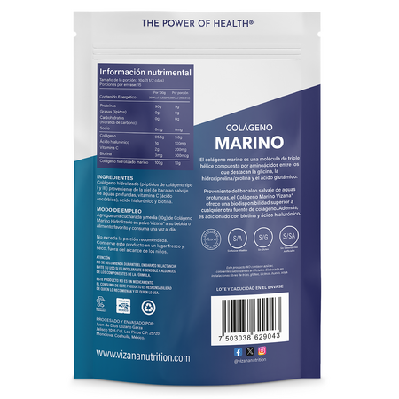 Colageno Hidrolizado Marino en Polvo con acido hialuronico, Biotina y Vit C Vizana 150 gr
