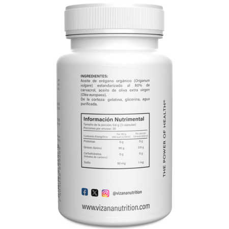 Aceite de Oregano en Capsulas 80% Carvacrol Vizana 90/370mg