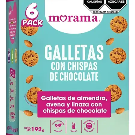 Galleta Chispas de Chocolate con Almendra Avena y Linaza Morama 6/192gr