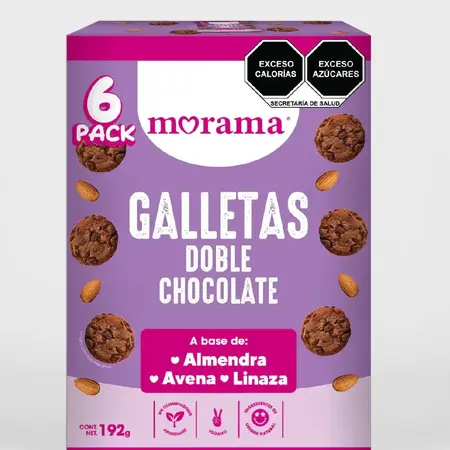 Galleta Doble Chocolate con Almendra Avena y Linaza Morama 6/192gr