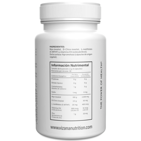 MYO y D Chiro Inositol 40 1 en Capsulas Vizana 120 caps