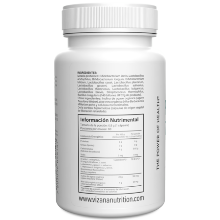 Probioticos 70 billones Vizana 60 capsulas de 500 mg