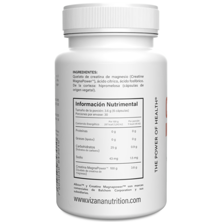 Creatina de Magnesio Quelado en Capsulas Vizana 180/60mg