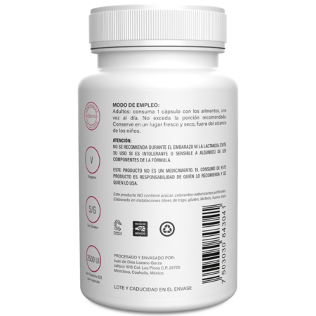 Vitamina D3 con Alga Espirulina  Organica Vizana 2500UI 90/500mg