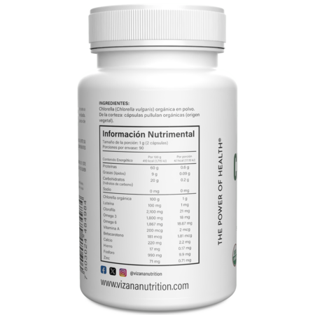 Chlorella Organica en Capsulas Vizana 180/500mg