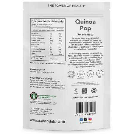 Quinoa Pop Orgánica Vizana 100 gr.
