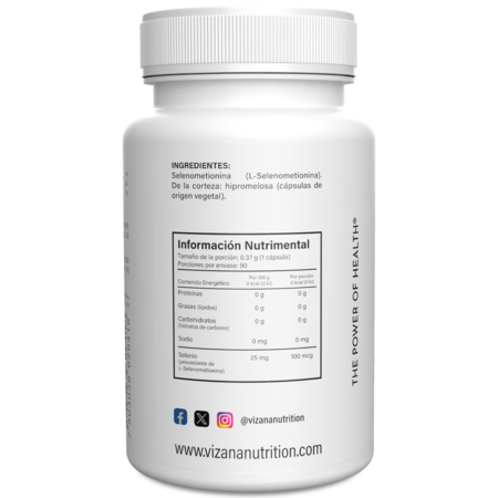 Selenio 100 mcg en Capsulas Vizana 90/370mg