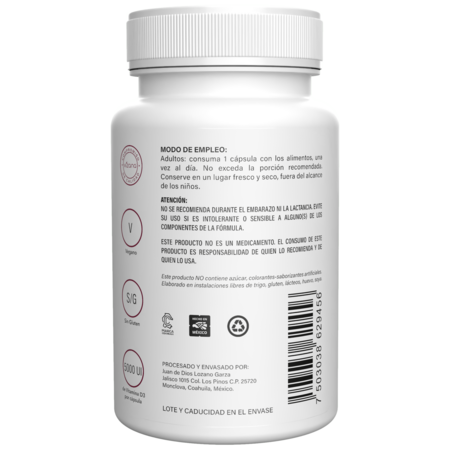 Vitamina D3 5000 UI Capsulas Vizana 90/380mg