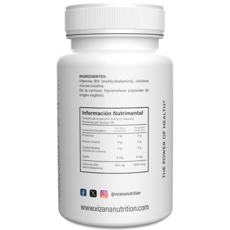Vitamina B12 Metilcobalamina 1000 mcg  Vizana 90/370mg