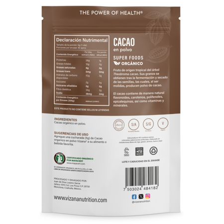 Cacao en Polvo Organico Vizana 200grº