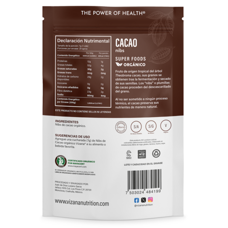 Cacao NIBS Orgánico Vizana 200 gr.