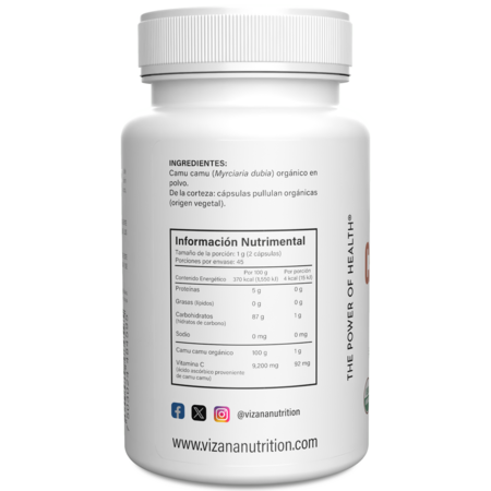 Camu Camu en Cápsulas Orgánicas Vizana 90-500 mg.