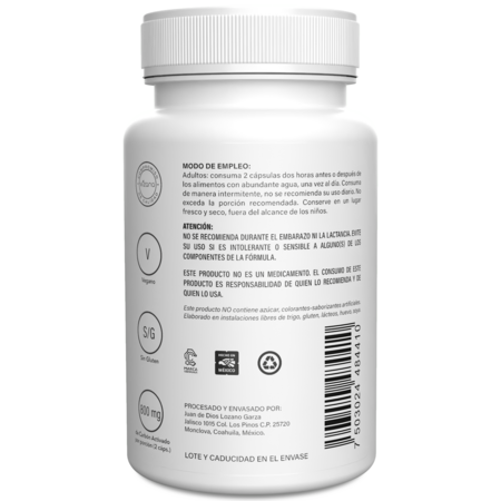 Carbón Activado en Cápsulas Vizana 90-400 mg.