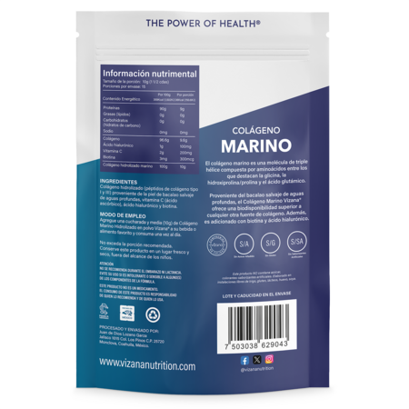 Colageno Hidrolizado Marino en Polvo con acido hialuronico, Biotina y Vit C Vizana 150 gr