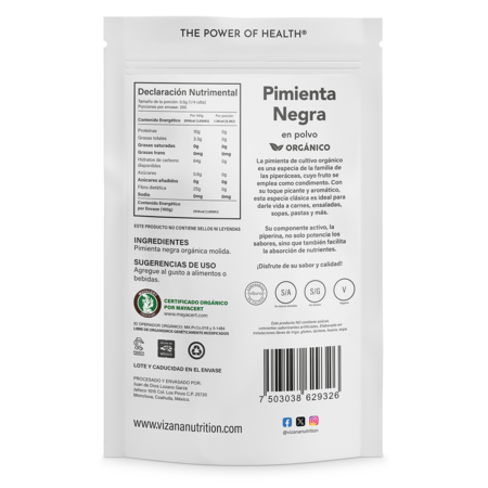 Pimienta Negra en Polvo Organica Vizana 100g