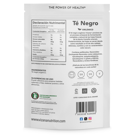 Te Negro Organico en Hoja Vizana 160g
