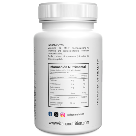 Vitamina K2 + D3 5000 UI Vizana 90/370mg