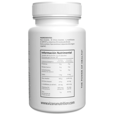 MYO y D Chiro Inositol 40 1 en Capsulas Vizana 120 caps