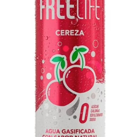 Agua Gasificada Sabor Cereza FREELIFE 355ml.