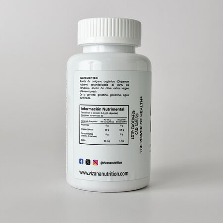 Aceite de Oregano en Capsulas 80% Carvacrol Vizana 90/370mg