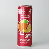 Agua Gasificada Sabor Mandarina Durazno FREELIFE 355ml.