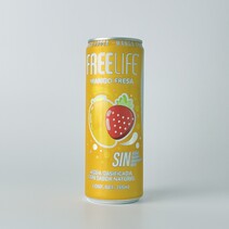 Agua Gasificada Sabor Mango Fresa FREELIFE 355ml.