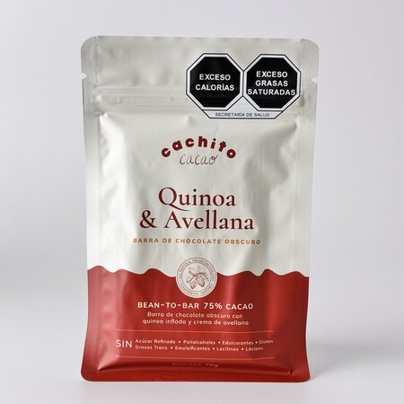 Barra de Chocolate 75% Quinoa y Avellana Cachito Cacao 70g