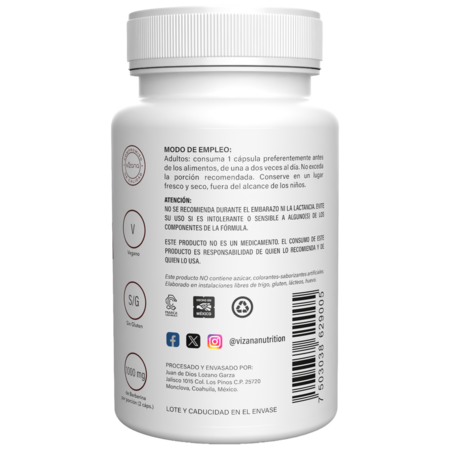 Berberina con Piperina y Cromo Capsulas Vizana 90/1000mg
