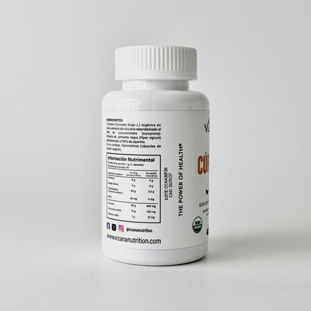Cúrcuma Orgánica en Capsulas, Complejo Curcumina Vizana 90-500 mg