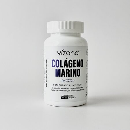 Colageno Hidrolizado Marino en Capsulas con acido hialuronico, Biotina y Vit C Vizana 180/500mg