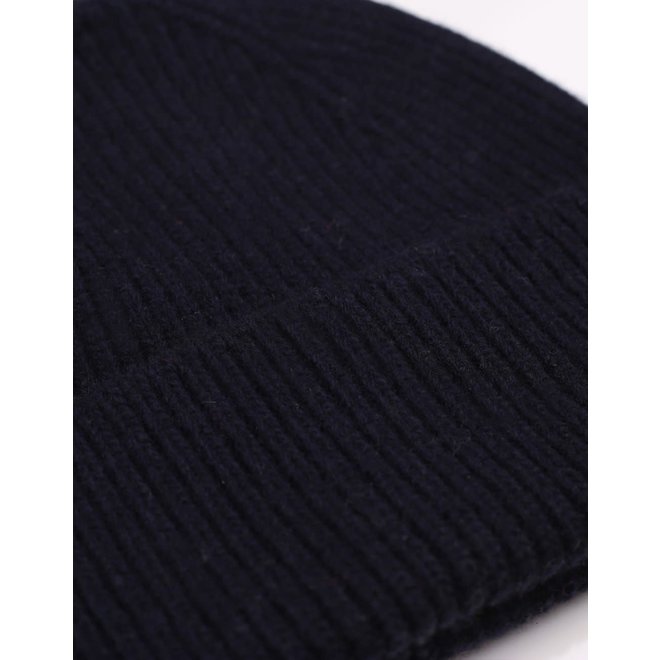 Merino Wool Beanie in Navy Blue