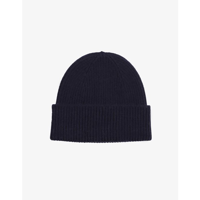 Merino Wool Beanie in Navy Blue