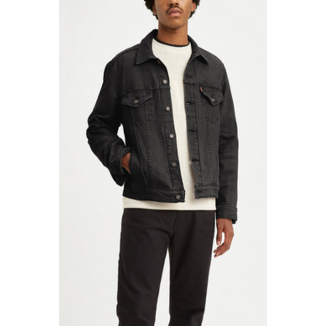 Black denim trucker jacket deals