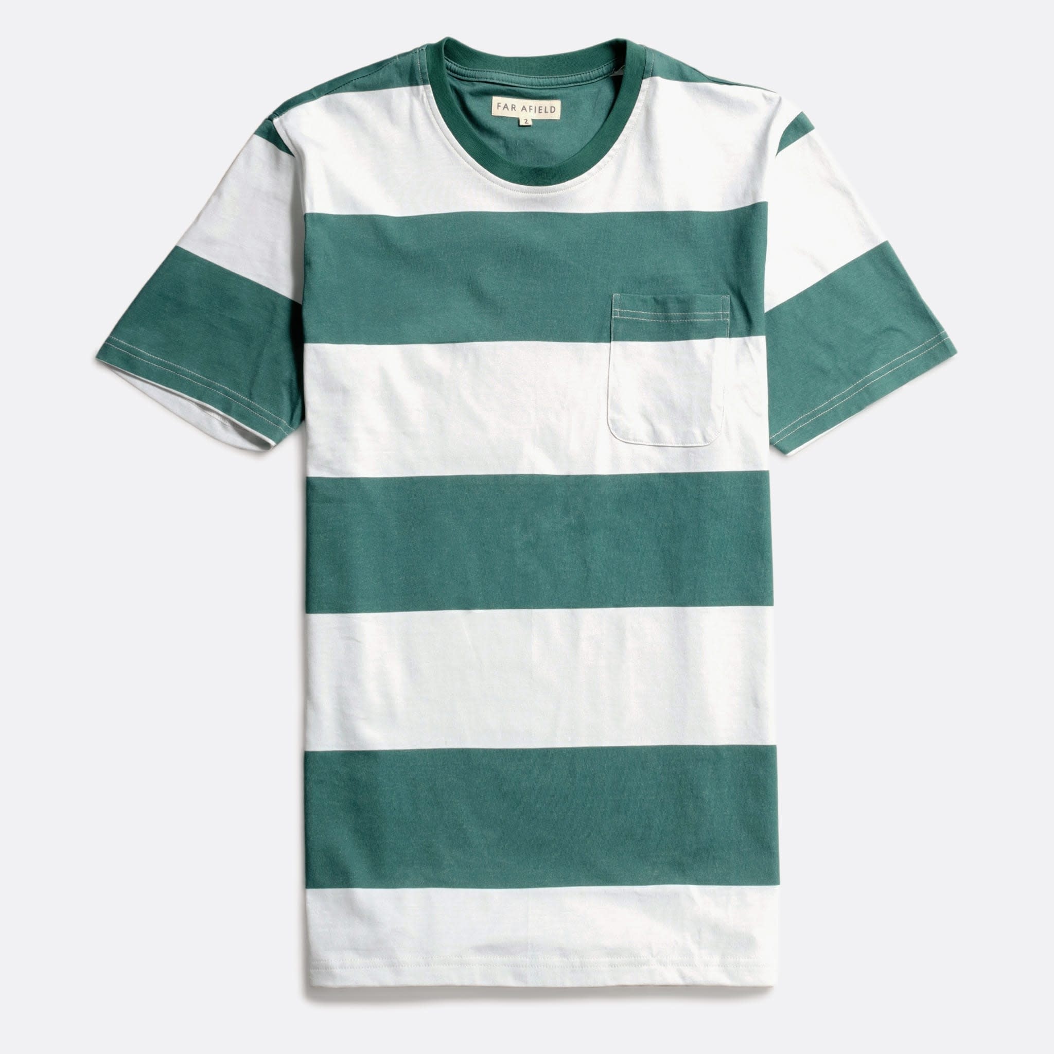 GREEN AND WHITE STRIPE T-SHIRT